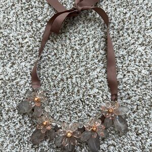 H&M Floral Necklace with Taupe Ribbon